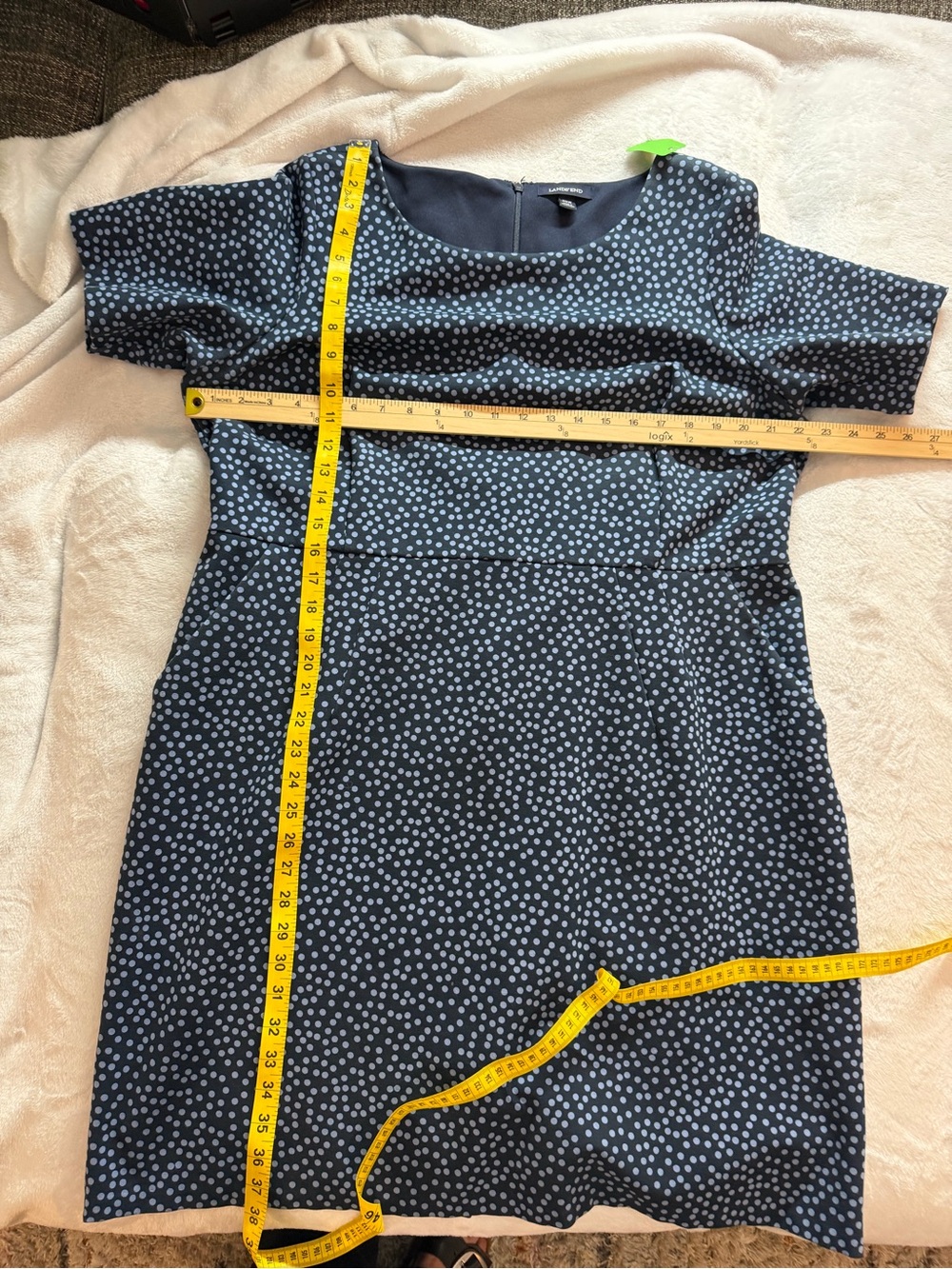 Classic Navy Polka Dot Sheath Dress - 2409